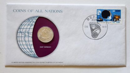 East Germany Mint Coin Stamped Envelope Franklin Mint with C.O.A