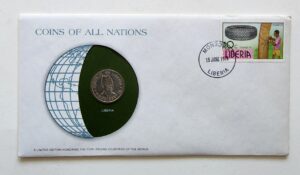 Liberia Mint Coin Stamped Envelope Franklin Mint with C.O.A