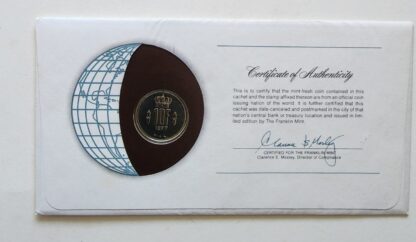Luxembourg Mint Coin Stamped Envelope Franklin Mint with C.O.A Back