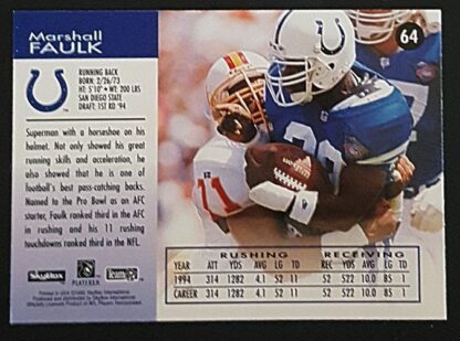 Marshall Faulk Skybox Impact 1995 NFL Card #39 Indianapolis Colts Back