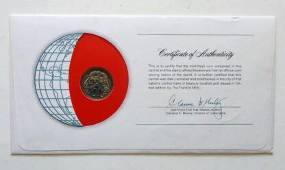New Zealand Mint Coin Stamped Envelope Franklin Mint Back