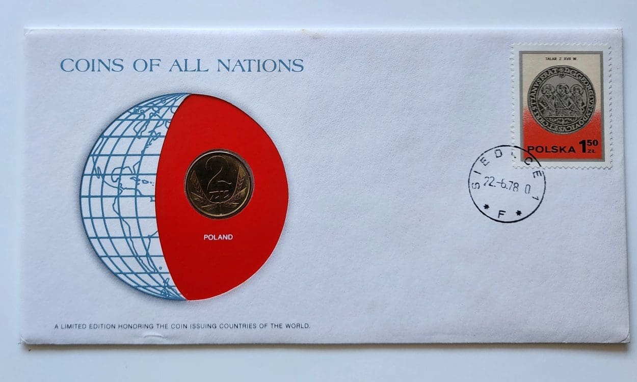 Poland Mint Coin Stamped Envelope Franklin Mint with C.O.A