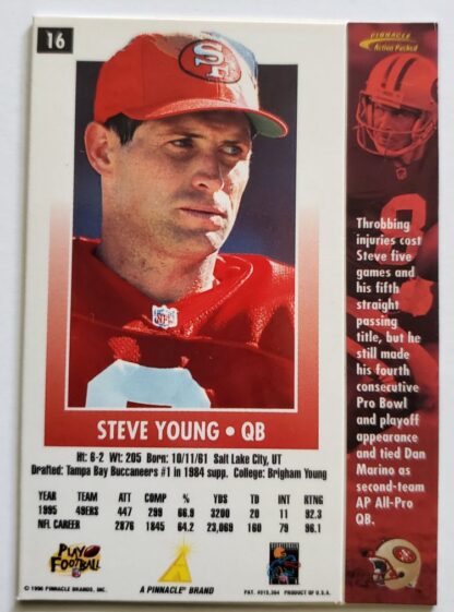 Steve Young Pinnacle Action Packed 1996 Card #16 San Francisco 49ers Back