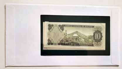 Bolivia Banknote Ten Pesos No. S2135197 Franklin Mint Back
