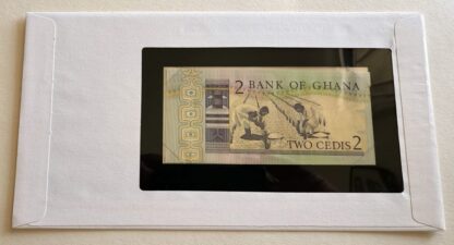Ghana Banknote 2 Cedis No Bg0966495 From Franklin Mint Back