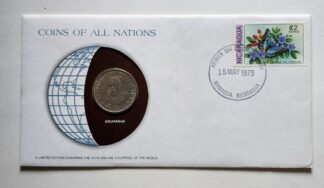 Nicaragua Coin Of All Nations Stamped Envelope Franklin Mint C.O.A