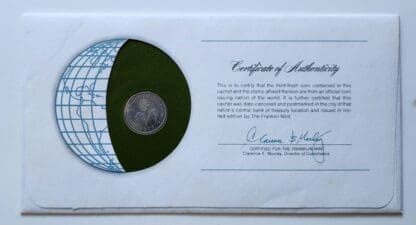 Rwanda Coin Stamped Envelope Franklin Mint with C.O.A Back