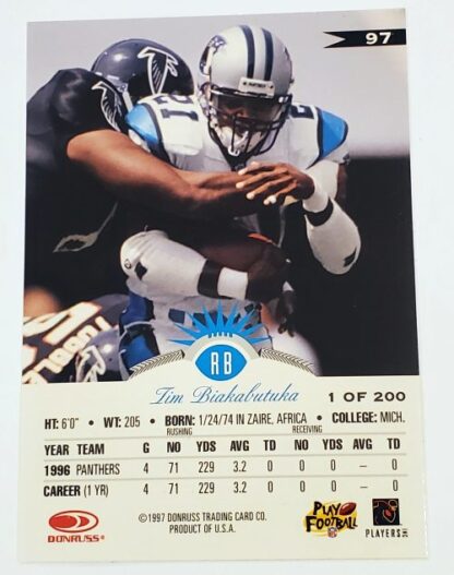 Tim Biakabutuka Donruss 1997 NFL Card #97 Carolina Panthers Back