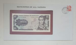 Venezuela Banknote 10 Bolivares No C17833854 From Franklin Mint