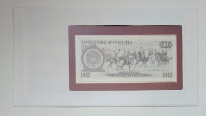 Venezuela Banknote 10 Bolivares No C17833854 From Franklin Mint Back