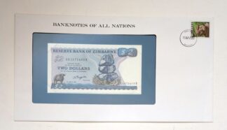 Zimbabwe Banknote 2 Dollar No AA1071605B From Franklin Mint