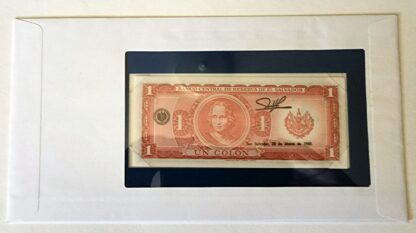 El Salvador Banknote 1 Colon No 2217673 South America Country From Franklin Mint Back