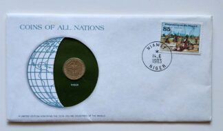 Niger Coin Stamped Envelope Africa Country From Franklin Mint with C.O.A