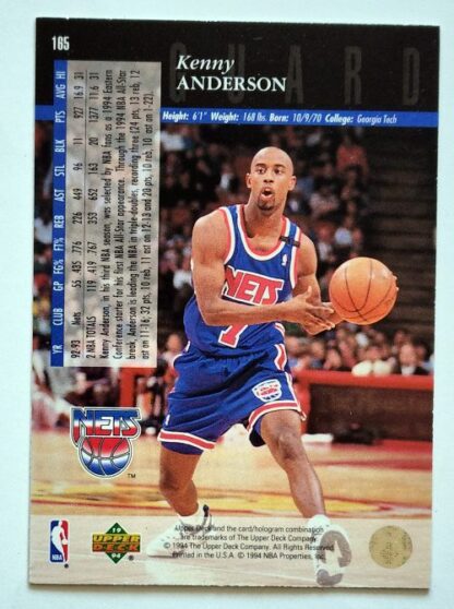 Kenny Anderson Upper Deck 1994 NBA Trading Card #165 Brooklyn Nets Back