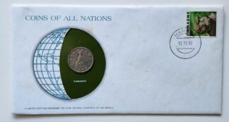 Zimbabwe Coin Stamped Envelope Africa Country From Franklin Mint with C.O.A