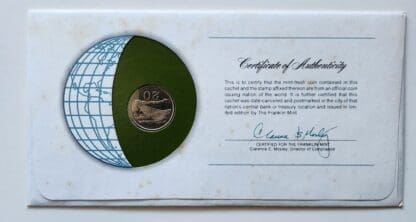 Zimbabwe Coin Stamped Envelope Africa Country From Franklin Mint with C.O.A Back