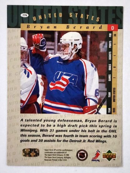 Bryan Berard Upper Deck SP 1995 NHL Card #174 Ottawa Senators Back