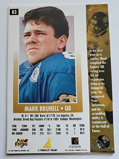 Mark Brunell Action Packed Pinnacle 1996 NFL Card #83 Jacksonville Jaguars Back