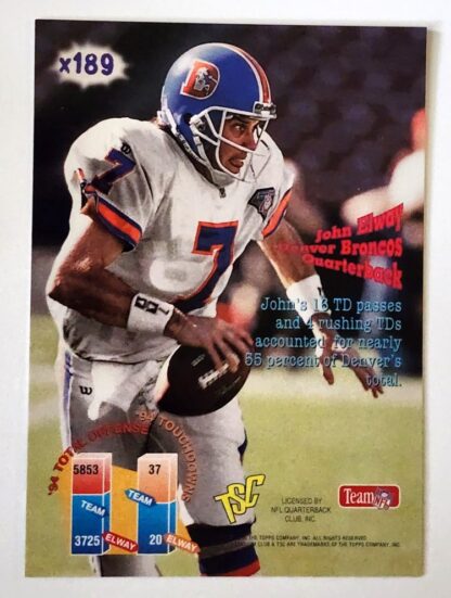 John Elway Topps Stadium Club 1995 "Extreme Corps" Card #X189 Denver Broncos back