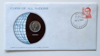 Venezuela Coin Of All Nations Stamped Envelope Franklin Mint C.O.A