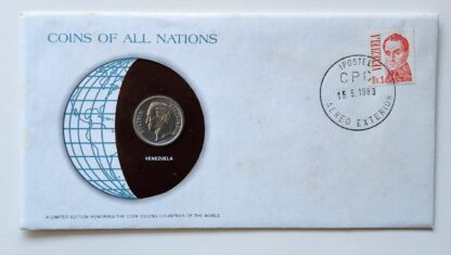 Venezuela Coin Of All Nations Stamped Envelope Franklin Mint C.O.A