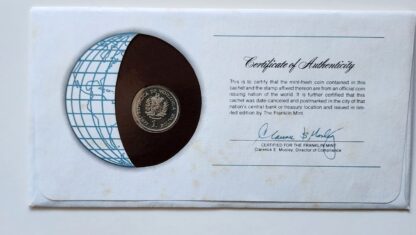 Venezuela Coin Of All Nations Stamped Envelope Franklin Mint C.O.A Back