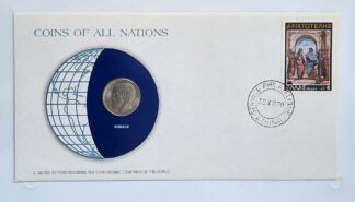 Greece Coin Stamped Envelope An Europe Country From Franklin Mint with C.O.A