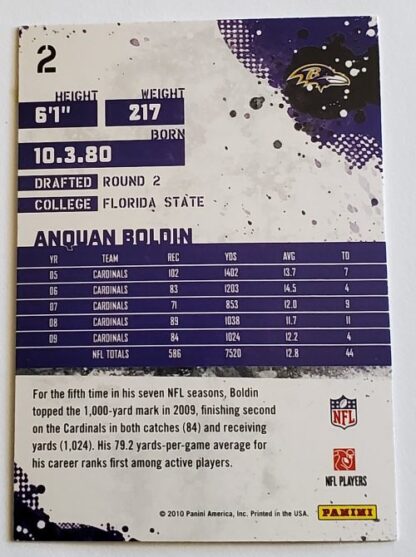 Anquan Boldin Score 2010 NFL Card #2 Baltimore Ravens Back