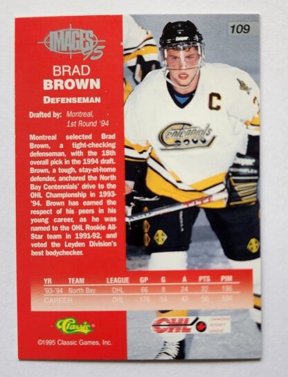 Brad Brown Classic Image 95 1995 NHL Card #109 Montreal Canadiens Back