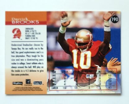 Derrick Brooks Skybox 1995 "Impact" NFL Card #190 Tampa Bay Buccaneers Back