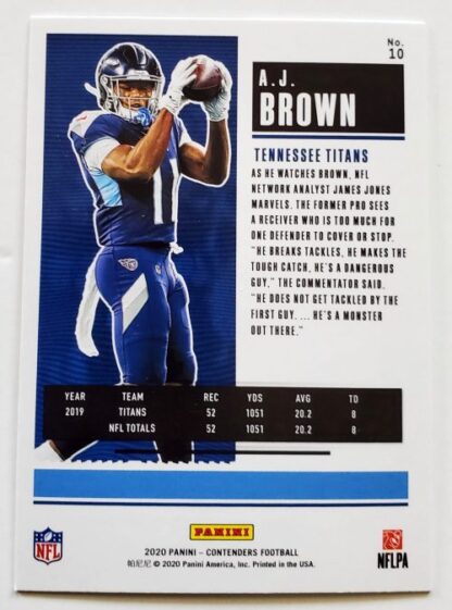 A.J. Brown Panini Contenders 2020 NFL Card #10 Tennessee Titans Back