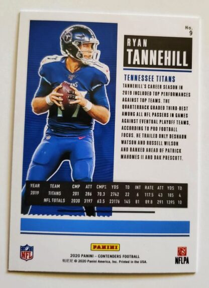 Ryan Tannehill Panini Contender 2020 NFL Card #9 Tennessee Titans Back