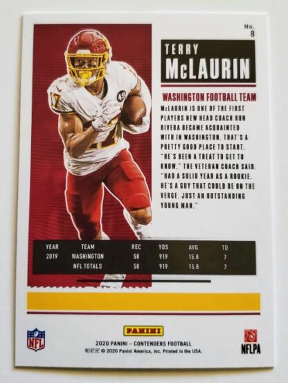 Terry McLaurin Panini Contender 2020 NFL Card #8 Washington Redskins Back