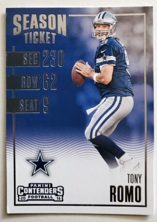 Tony Romo Panini Contenders 2016 NFL Trading Card #1 Dallas Cowboys
