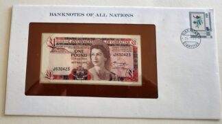 Gibraltar Banknote 1 Pound Banknote No J630423 Europe Country Franklin Mint