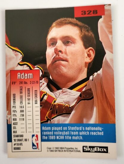Adam Keefe Skybox 1993 NBA Trading Card #328 Atlanta Hawks back