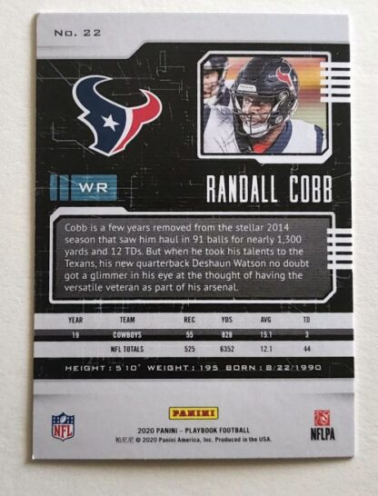 Randall Cobb Panini Playbook 2020 NFL Trading Card #22 Houston Texans Back