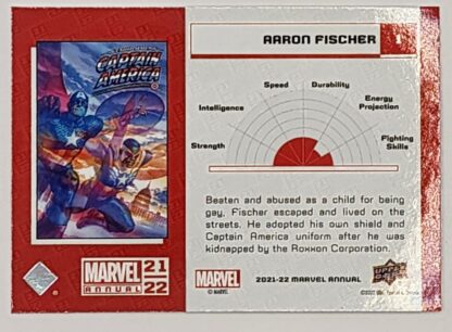 Aaron Fischer Upper Deck 2021 Marvel Comic Card #1 Back