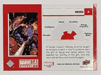Aero Upper Deck 2021 Marvel Comic Card #2 Back