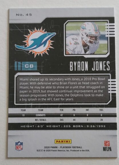 Byron Jones Panini Playbook 2020 NFL Trading Card #45 Miami Dolphins Back