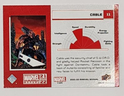 Cable Upper Deck 2021 Marvel Comic Card #11 Back