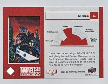 Cable Upper Variant Deck 2021 Marvel Comic Card #11 back
