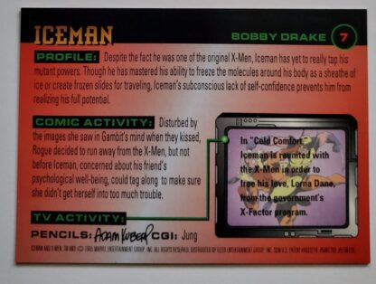 Iceman X-Men Fleer 1996 Marvel Comic Card #7 Back