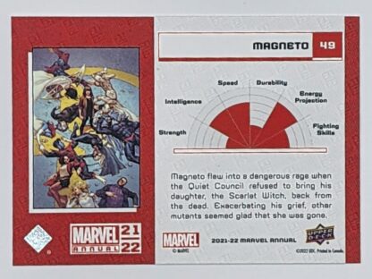 Magneto Variant Upper Deck 2021 Marvel Comic Card #49 back