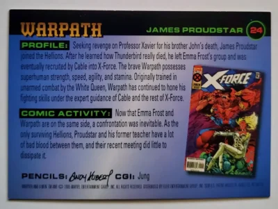 Warpath Fleer 1996 X-Men Card #24 Back