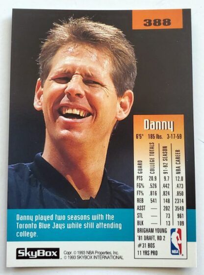 Danny Ainge Skybox 1993 NBA Trading Card #388 Phoenix Suns Back