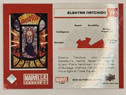 Elektra Natchios Blue Upper Deck 2021 Marvel Comic Card #23 Back