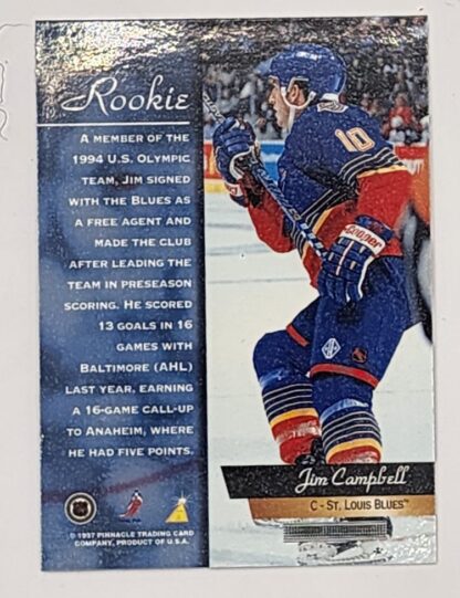 Jim Campbell Pinnacle Zenith 1997 NHL Trading Card #129 St. Louis Blues Back