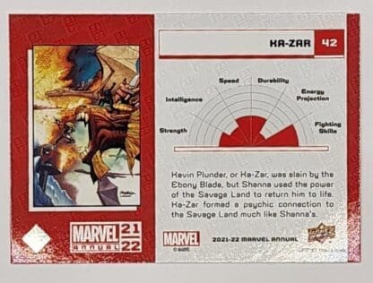Ka-zar Upper Deck 2021 Marvel Comic Card #42 Back