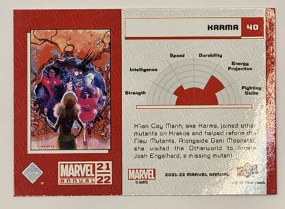 Karma Blue Upper Deck 2021 Marvel Comic Card #40 Back